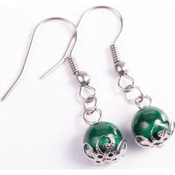 Náušnice Náušnice malachit 34mm ruční výroba