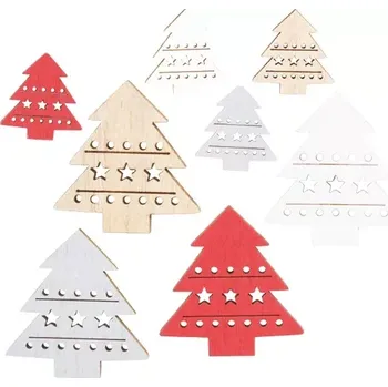 Vánoční dekorace Stromek dřevěný 3,5 cm 8 ks