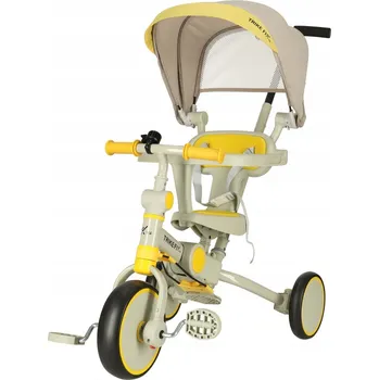 Dětská tříkolka Tříkolka TRIKE FIX V4 žlutošedá 6v1 se stříškou a řídítky