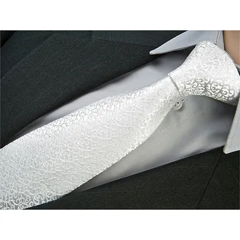 Kravata Kravata z MIKROVLÁKNA Svatba Vzor Paisley SLONOVÁ KOST BÍLÁ g161