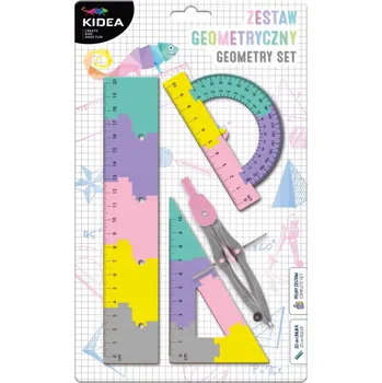 Puzzle Geometrická sada puzzle 4 prvky 20 cm KIDEA kružítko trojúhelník úhloměr