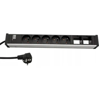 Elektrická zásuvka BACHMANN Systém UNIVERSAL, 5x zásuvka CZ, 2x volné, černý (922.083)