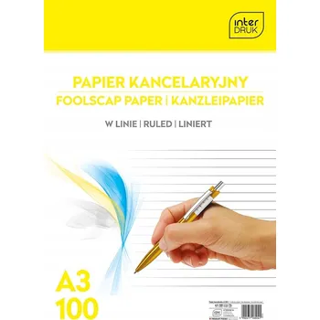 Kancelářský papír Kancelářský papír linkovaný A3, 100 listů Interdruk