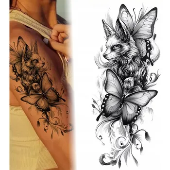 Odstranitelné tetování DOČASNÉ TETOVÁNÍ LIŠKA A DVA MOTÝLI - OMYVATELNÉ VODOU