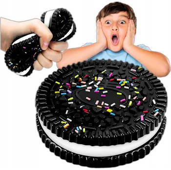 Hračka pro nejmenší SQUISHY MAČKACÍ HRAČKA CIASTKO OREO SENZORICKÁ HRAČKA ANTISTRESOVÁ PRO DĚTI