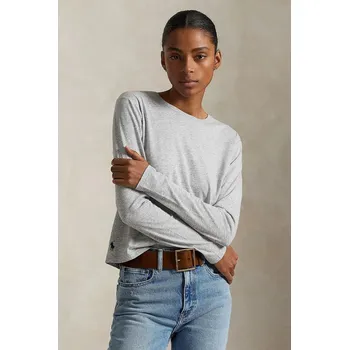 Pánské tričko Tričko s dlouhým rukávem Polo Ralph Lauren šedá barva, 211967103 90X, vel. XL