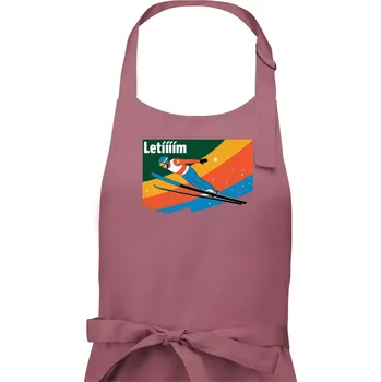 Kuchyňská zástěra Letííím Skokan na lyžích - Dámská zástěra na vaření - Univerzální velikost ( Starorůžová )
