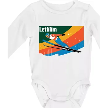 Letííím Skokan na lyžích - Body kojenecké s dlouhým rukávem - Dlouhý r. do 3 měs ( Bílá )