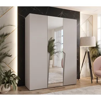 Šatní skříň Elegantní skříň 150 cm SORAYA 2 se zrcadlem - kašmír / kašmírové úchyty