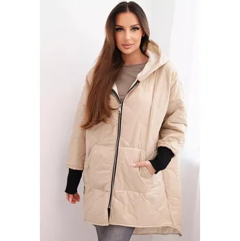 Kesi Plus Size zimní bunda s kapucí béžová Kesi Włoski černá | krémová 3492312