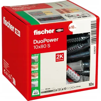 Vrták Hmoždinky FISCHER DUOPOWER 10x80mm se šroubem 107mm univerzální 10 Ks