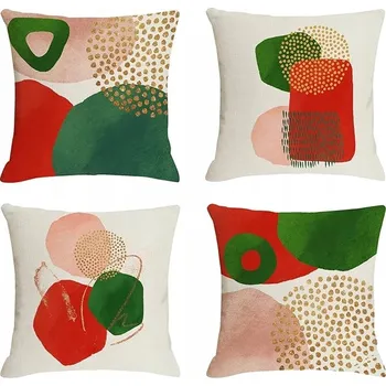 Povlak na dekorativní polštářek Dekorační povlak na polštář SADA 4x POVLAČKY NA POLŠTÁŘE LNOVÉ 40x40 cm