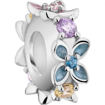 Přívěsek Stříbrný přívěsek Beads - zarážka - se zirkony a smaltem - květy - AP543-4284