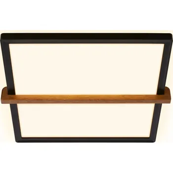 BRILONER Remsa LED stropní svítidlo, dekor dřeva, přímé a nepřímé osvětlení, hranaté 31,5x29 cm, černá/dřevo 3845015