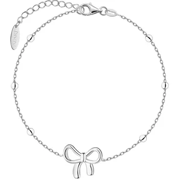 Náramek Stříbrný náramek - mašle, kuličky - AP542-3992