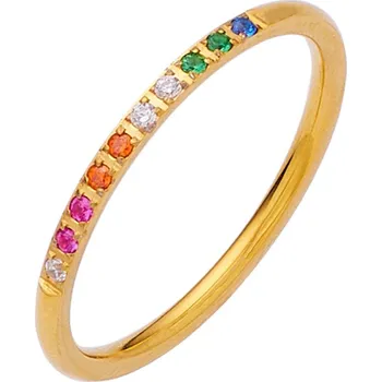 Prsten Troli Okouzlující pozlacený prsten s barevnými zirkony 62 mm + 2 měsíce na vrácení zboží