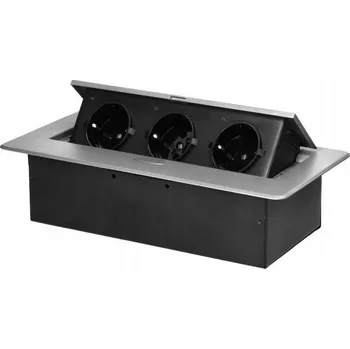 Elektrická zásuvka Zásuvková lišta do desky stolu Orno stříbrná