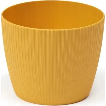 Květináč Plast Květináč žlutý Lamela 13 cm x 16 x 13 cm