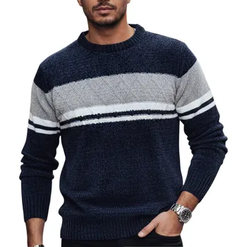 Pánský svetr Svetr DStreet wx2244 modrý kulatý velikost XL