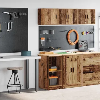 Dílenský stůl vidaXL Garážové skříně 2 ks kompozitní dřevo [3328270] Barva: Staré dřevo