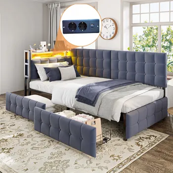 Postel Jednolůžková dřevěná postel Arhatreya 90x200 cm šedá