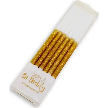 Jedlá dekorace na dort Dortová svíčka se stojánkem bílo-zlatá