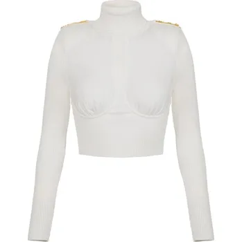 Dámské oblečení Elisabetta Franchi bílý rolákový top Elisabetta Franchi bílá 3492982