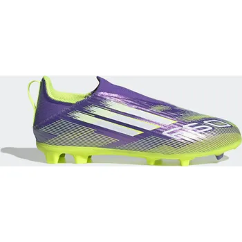 Míčový sport ADIDAS Dětské kopačky F50 League bez tkaniček na pevný povrch / více povrchů 28 BÍLÁ|FIALOVÁ|ŽLUTÁ