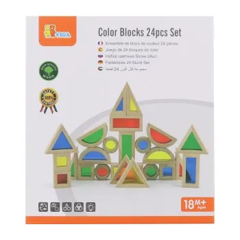 Dřevěná hračka Viga barevné kostky 24 ks