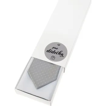 Kravata Avantgard Dárkový set Pro dědečka - Kravata s kapesníčkem v papírové krabičce, 919-0922090, Šedá s bílým puntíkem