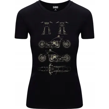 Dámské Tričko S Potiskem Chopper Scheme pro fanoušky motorek, velikost S