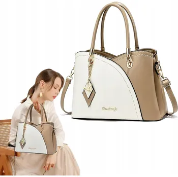 Kabelka ELEGANTNÍ DÁMSKÁ KABELKA PŘES RAMENO I DO RUKY, KLASICKÝ STYL V JEDNOM, BÉŽOVÁ