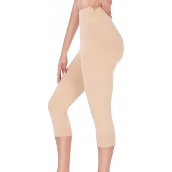 Dámské legíny Dámské 3/4 legíny rybářky bavlněné s vysokým pasem béžové XXL