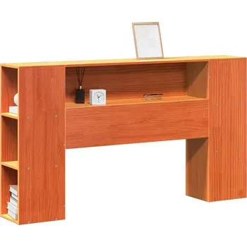 Čelo postele s policemi, voskovaná hnědá, 140 cm, borovice