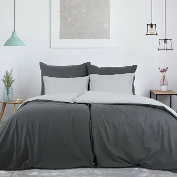 B.E.S. Petrovice Bavlněné povlečení Double face antracit/šedá, 220 x 200 cm, 2 ks 70 x 90 cm, antracitová