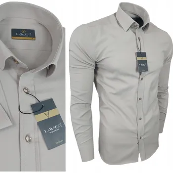 Pánská košile LAVIER koszula męska casual s dlouhým rukávem, slim bavlna, velikost S