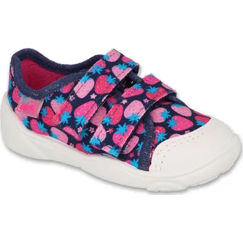 Dívčí tenisky Tenisky plátěnky kecky Befado 907P153 modrorůžové jahody, suchý zip velikost: 26