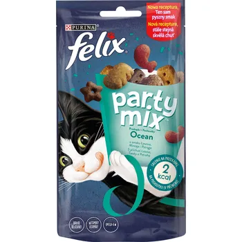 Pamlsek pro kočku Felix Party Mix Ocean Pochoutky s příchutí lososa, tresky a pstruha 60 g