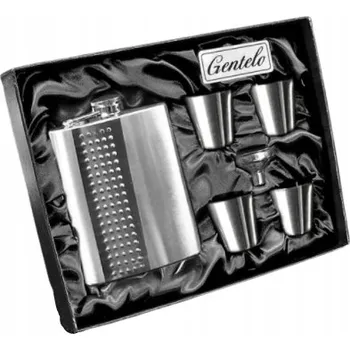 Placatka Dárková Sada Stříbrná Placatka s Panáky a Nálevkou Gentelo