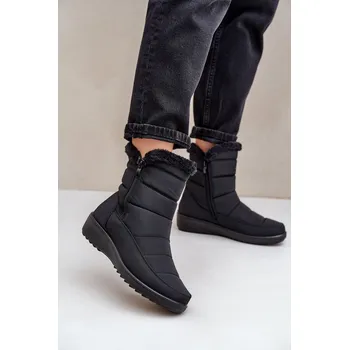 Dívčí sněhule Dámské Sněhule Na Zip S Kožíškem Černé Fiorittia 36