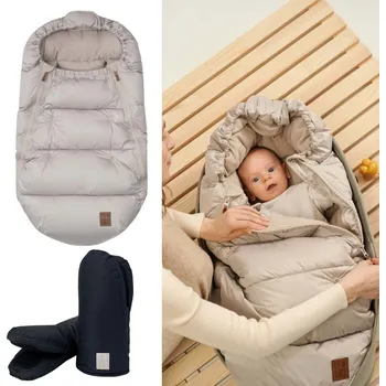 Fusak LEOKID Fusak Olaf a rukavice na kočárek Sand Shell/ Black Coal