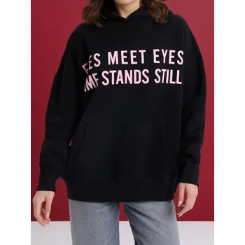 Dámské oblečení Sinsay - Mikina s&nbsp;nápisem - černá - 081GZ-99X - 081GZ-99X-M