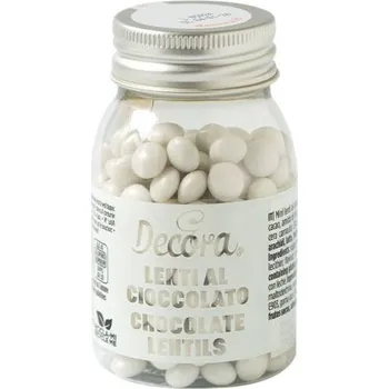 Jedlá dekorace na dort Decora čokoládové mini lentilky bílé (80 g)
