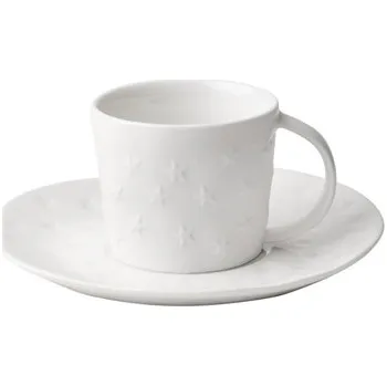 Porcelánový hrneček s podšálkem s dekorem hvězdiček