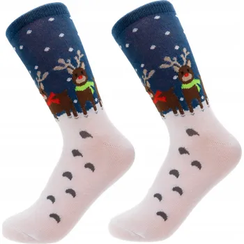 Vánoční Ponožky bílé a modré se soby. Velikost Ponožky 36-39