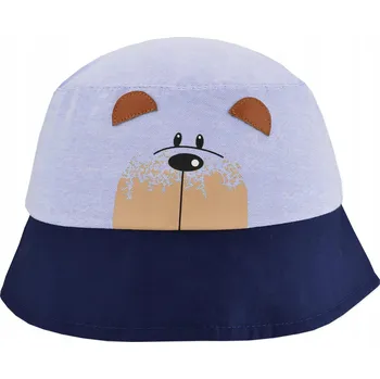 Klobouk 46-50 Letní chlapecký klobouk s medvídkem, bavlněná čepice SVĚTLE MODRÁ Noviti