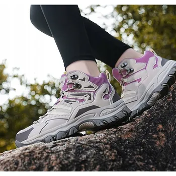 Dámská treková obuv MÓDNÍ DÁMSKÉ TREKOVÉ BOTY HORSKÉ TURISTICKÉ SPORTOVNÍ FIALOVÉ