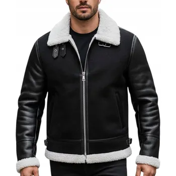 Moto oblečení Pánská zimní kožená bunda s kožíškem černá TX5085 - XL