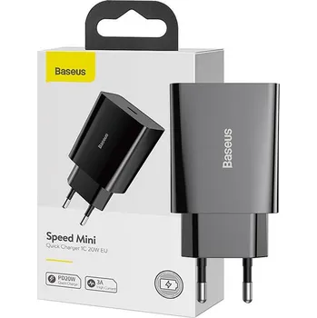 Baseus Speed Mini Quick Charger, USB-C, PD, 3A, 20W (černá)