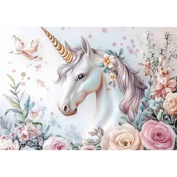 Fototapeta FOTOTAPETA PRO DĚTI JEDNOROŽEC KVĚTINY TAPETA DO DĚTSKÉHO POKOJE 400x280